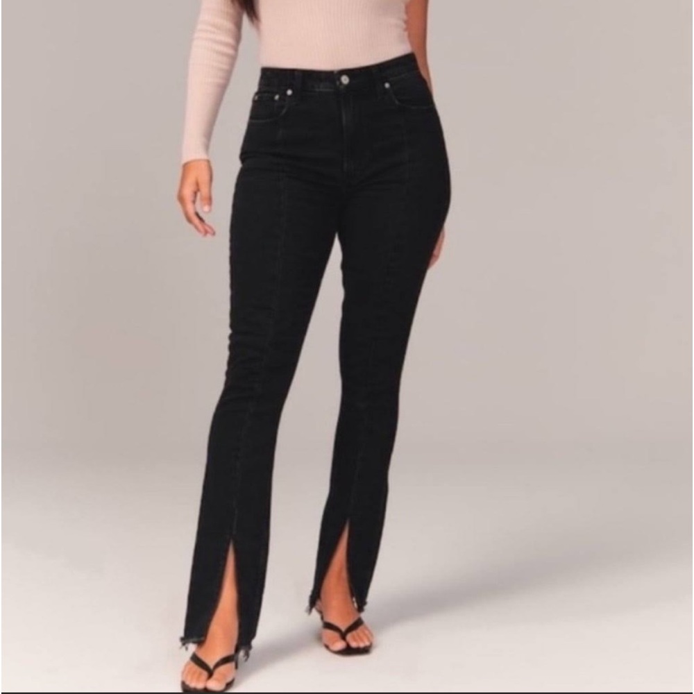 Abercrombie Skinny High Rise Split Hem Jeans